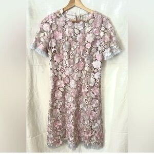 Ellie Tahari Floral Lace Dress in Pink and Gray girlycore cottagecore